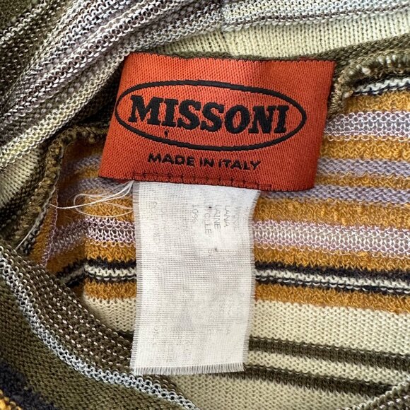 Missoni Striped Mock Neck Long Sleeve Knit Sweater Size 40 Greens Browns Vtg Y2K - Picture 4 of 13